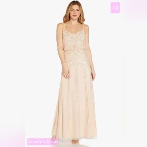 🔥NWT🔥OBO🔥 🔵 Adrianna Papell Women's Beaded Blouson Long Dress 12